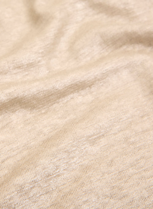 Beige Linen / Elastane Sleeveless Crew Neck T-Shirt - MAJESTIC FILATURES