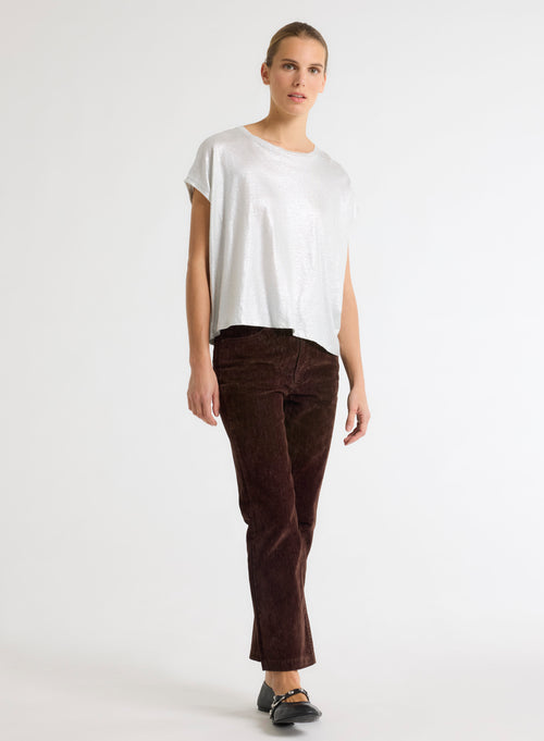 Silver Linen / Elastane Sleeveless Round Neck T-Shirt - MAJESTIC FILATURES