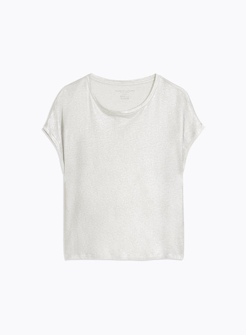 Silver Linen / Elastane Sleeveless Round Neck T-Shirt - MAJESTIC FILATURES