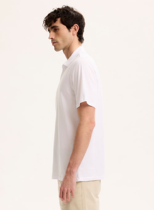 Polo Blanc Col Polo Manches Courtes en Coton organique / Elasthanne - MAJESTIC FILATURES