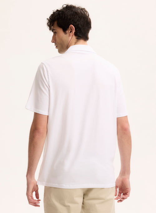 Polo Blanc Col Polo Manches Courtes en Coton organique / Elasthanne - MAJESTIC FILATURES