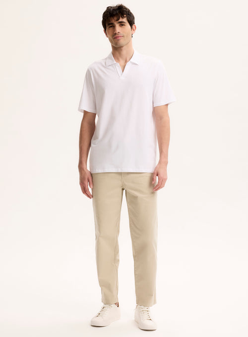 Polo Blanc Col Polo Manches Courtes en Coton organique / Elasthanne - MAJESTIC FILATURES