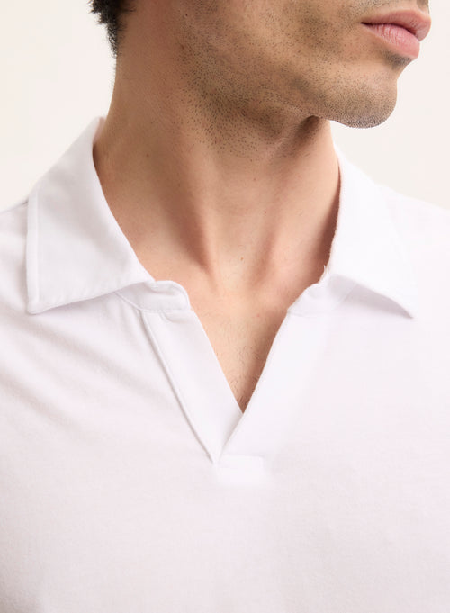 Polo Blanc Col Polo Manches Courtes en Coton organique / Elasthanne - MAJESTIC FILATURES