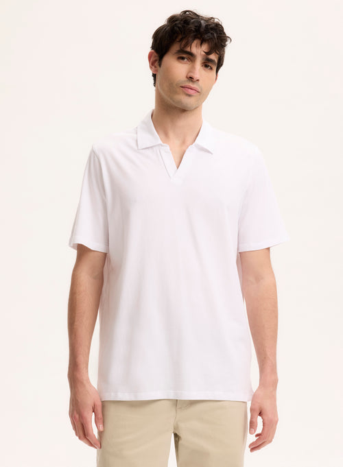 Polo Blanc Col Polo Manches Courtes en Coton organique / Elasthanne - MAJESTIC FILATURES