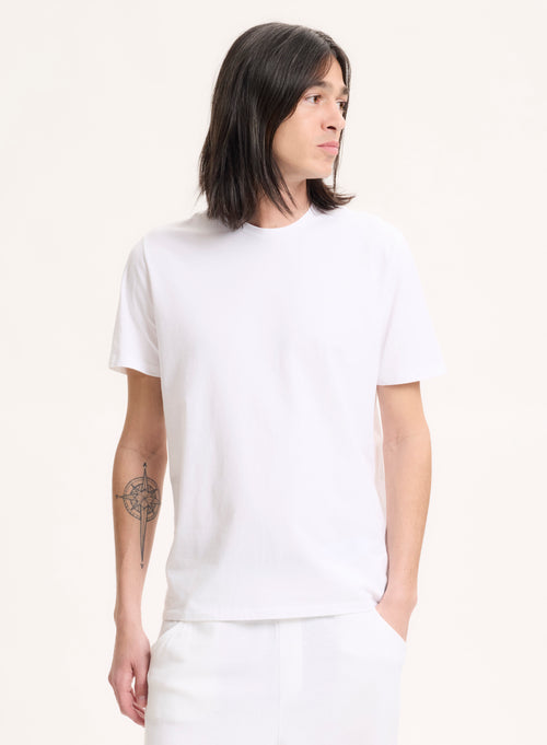 T-Shirt mit Rundhalsausschnitt und kurzen Ärmeln aus Baumwolle / Elasthan - MAJESTIC FILATURES