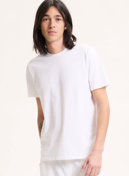 T-Shirt mit Rundhalsausschnitt und kurzen Ärmeln aus Baumwolle / Elasthan - MAJESTIC FILATURES