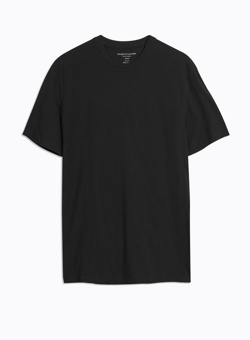 T-shirt Noir Harold col rond manches courtes en Coton organique - MAJESTIC FILATURES