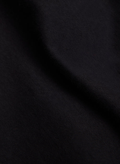 Camiseta negra de manga larga y cuello redondo Henry en algodón orgánico y elastano - MAJESTIC FILATURES