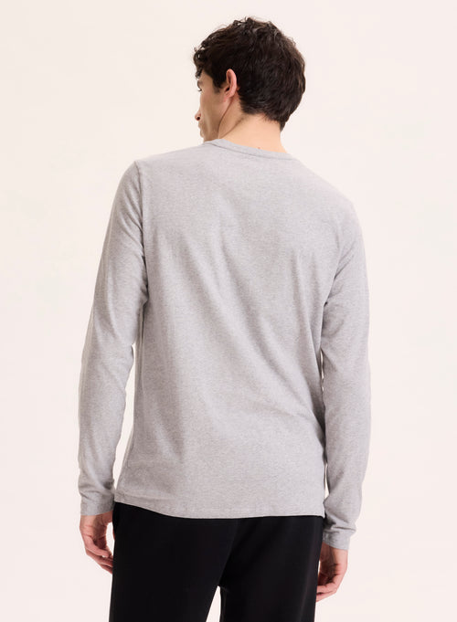 Grey Round Neck Long Sleeve Organic Cotton T-Shirt - MAJESTIC FILATURES