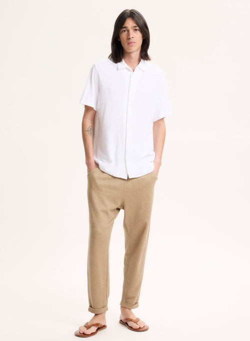 White Collar Shirt Short Sleeve in Organic Cotton / Modal - MAJESTIC FILATURES