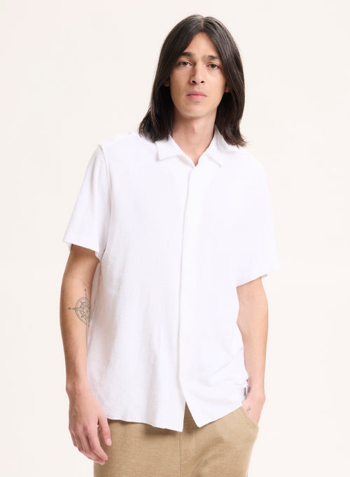 White Collar Shirt Short Sleeve in Organic Cotton / Modal - MAJESTIC FILATURES