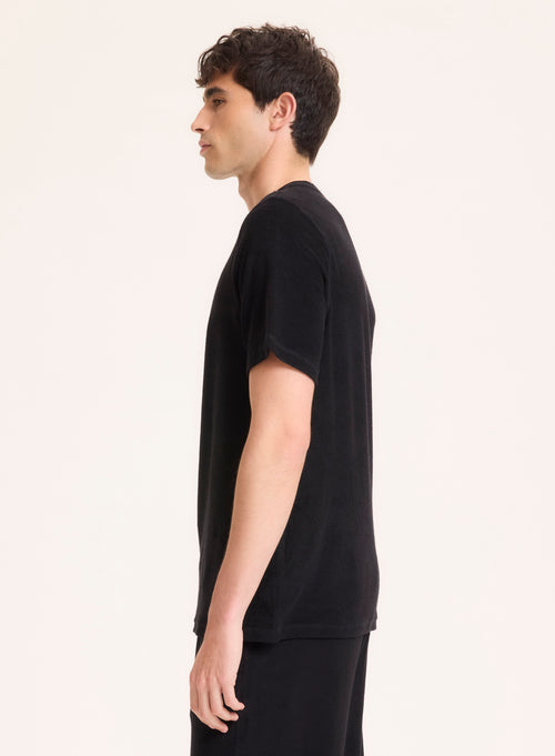 Black T-shirt Round Neck Short Sleeve in Organic Cotton / Modal - MAJESTIC FILATURES