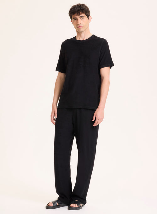 Black T-shirt Round Neck Short Sleeve in Organic Cotton / Modal - MAJESTIC FILATURES