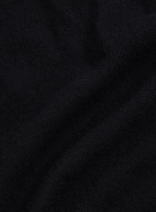 T-shirt Noir Col Roulé Manches Mitaines en 100% Cachemire - MAJESTIC FILATURES