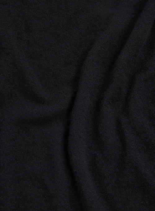 Schwarzes T-Shirt mit Bootsausschnitt und langen Ärmeln aus 100% Kaschmir - MAJESTIC FILATURES