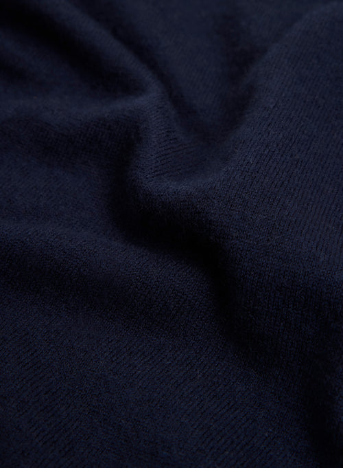 Marineblaues langärmeliges Kaschmir-T-Shirt mit Rundhalsausschnitt - MAJESTIC FILATURES