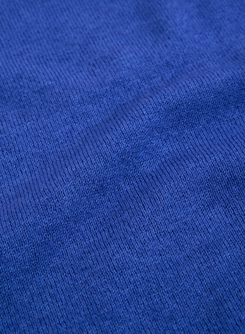 Blue Round Neck Long Sleeve Cashmere T-Shirt - MAJESTIC FILATURES