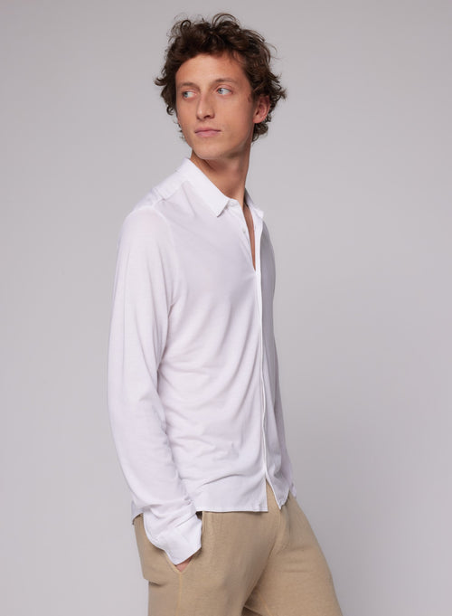 Langarmshirt aus Lyocel / Tencel / Baumwolle - MAJESTIC FILATURES