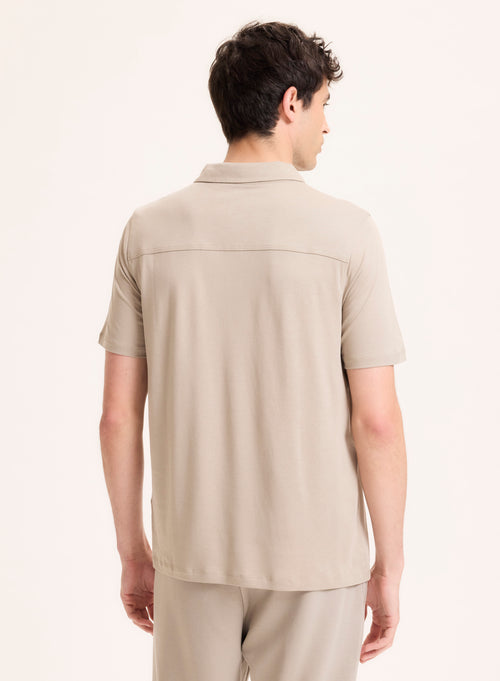 Grey Polo Shortsleeve Polo Shirt in Lyocell / Tencel / Organic Cotton - MAJESTIC FILATURES