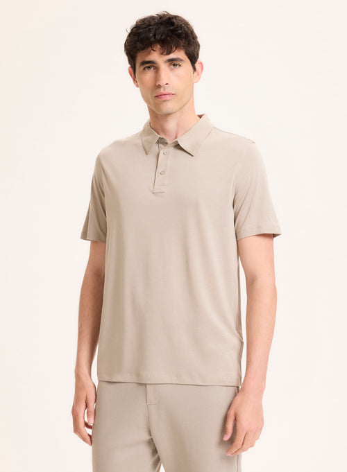 Grey Polo Shortsleeve Polo Shirt in Lyocell / Tencel / Organic Cotton - MAJESTIC FILATURES
