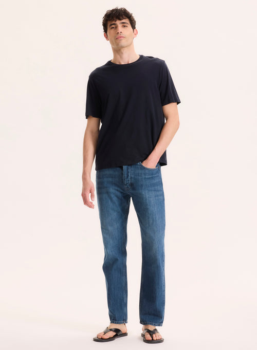 Tee shirt Marine Col Rond Manches Courtes en Lyocell / Tencel / Coton organique - MAJESTIC FILATURES