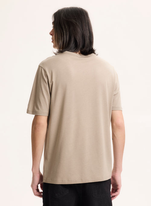 Beige T-shirt Round Neck Short Sleeve - MAJESTIC FILATURES