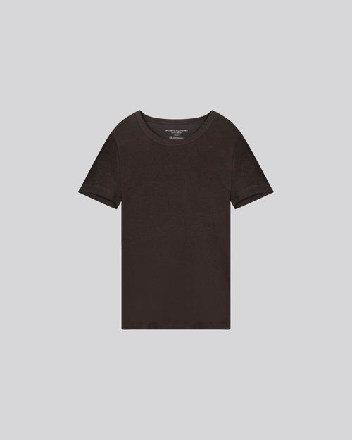 Camiseta de manga corta con cuello redondo marrón en Lyocel / Tencel / Algodón - MAJESTIC FILATURES