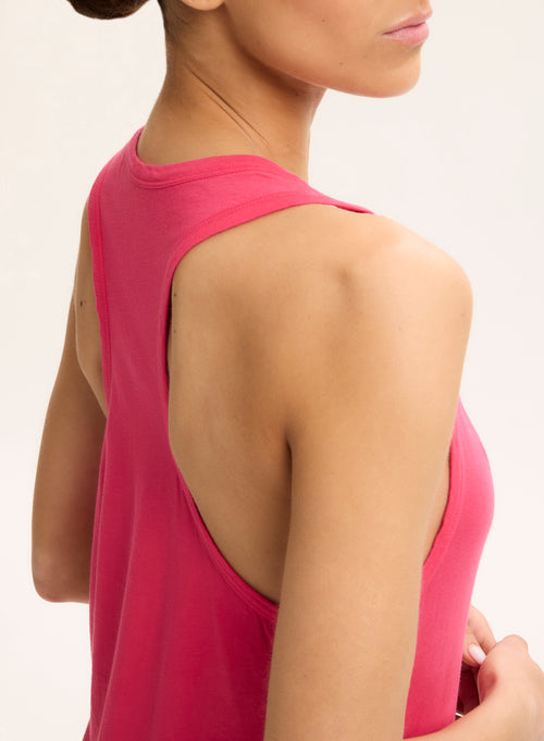 Pink U-neck Sleeveless Dress in Organic Cotton - MAJESTIC FILATURES