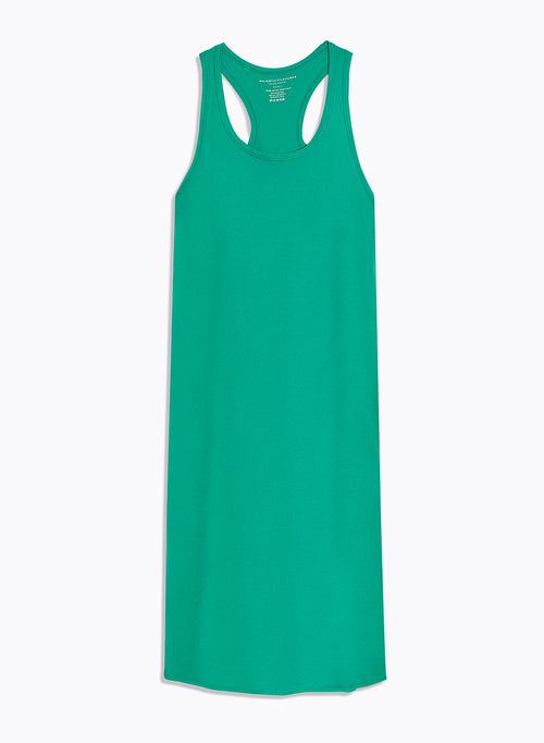 Green U-neck Sleeveless Dress in Organic Cotton - MAJESTIC FILATURES