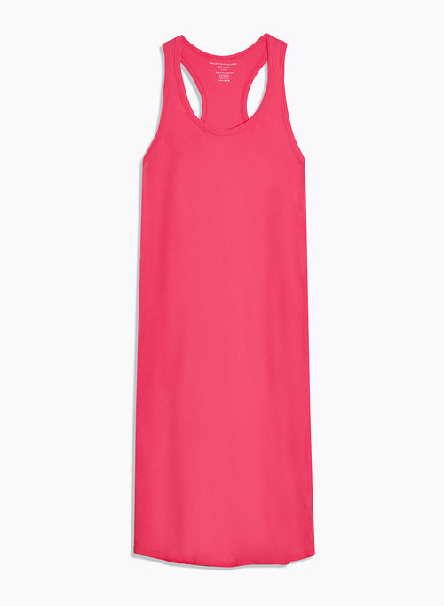 Pink U-neck Sleeveless Dress in Organic Cotton - MAJESTIC FILATURES