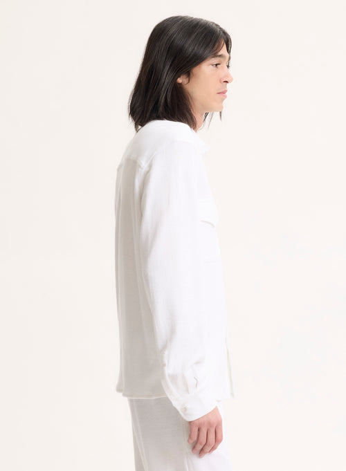 White Collar Long Sleeve Linen / Organic Cotton Shirt - MAJESTIC FILATURES