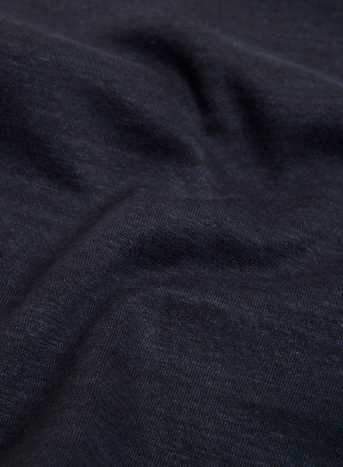 Navy Collar Long Sleeve Shirt Linen / Organic Cotton - MAJESTIC FILATURES