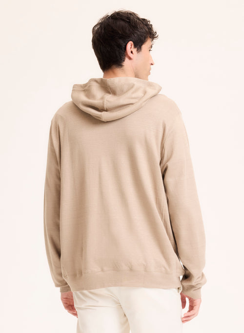 Cárdigan beige con cuello de manga larga con capucha en lino / algodón orgánico - MAJESTIC FILATURES