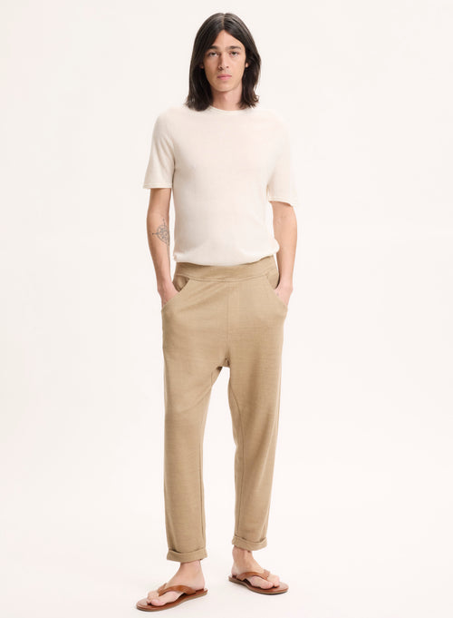 Beige Hose aus Leinen / Bio-Baumwolle - MAJESTIC FILATURES