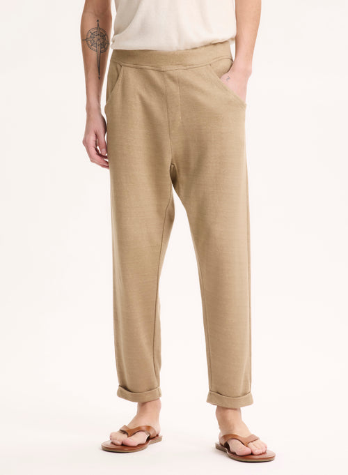 Beige Hose aus Leinen / Bio-Baumwolle - MAJESTIC FILATURES
