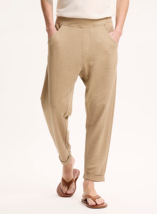 Beige Hose aus Leinen / Bio-Baumwolle - MAJESTIC FILATURES