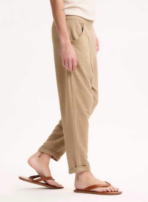 Beige Hose aus Leinen / Bio-Baumwolle - MAJESTIC FILATURES