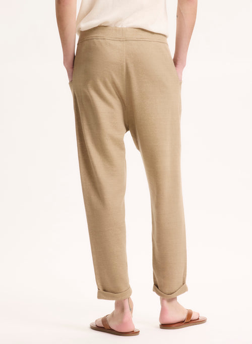Beige Hose aus Leinen / Bio-Baumwolle - MAJESTIC FILATURES