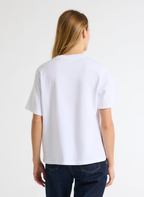 Weißes Oversize-T-Shirt mit Rundhalsausschnitt und kurzen Ärmeln aus organischer Baumwolle - MAJESTIC FILATURES