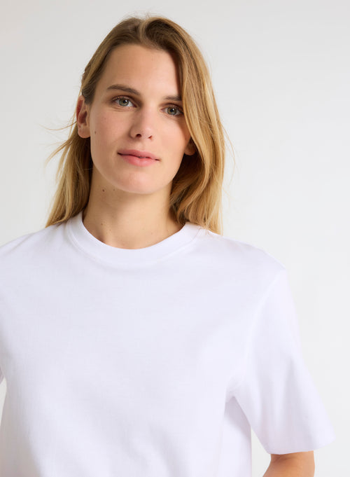 Weißes Oversize-T-Shirt mit Rundhalsausschnitt und kurzen Ärmeln aus organischer Baumwolle - MAJESTIC FILATURES