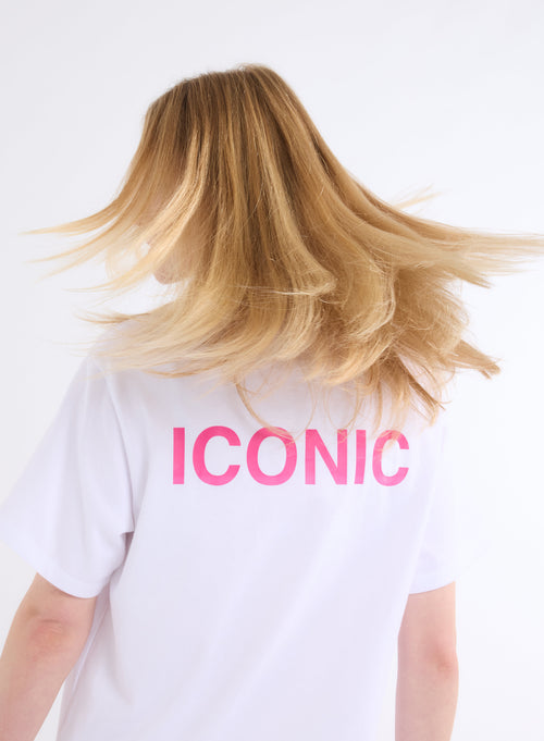 Weißes Oversize-T-Shirt mit Rundhalsausschnitt und kurzen Ärmeln Rosa Oktober aus organischer Baumwolle - MAJESTIC FILATURES