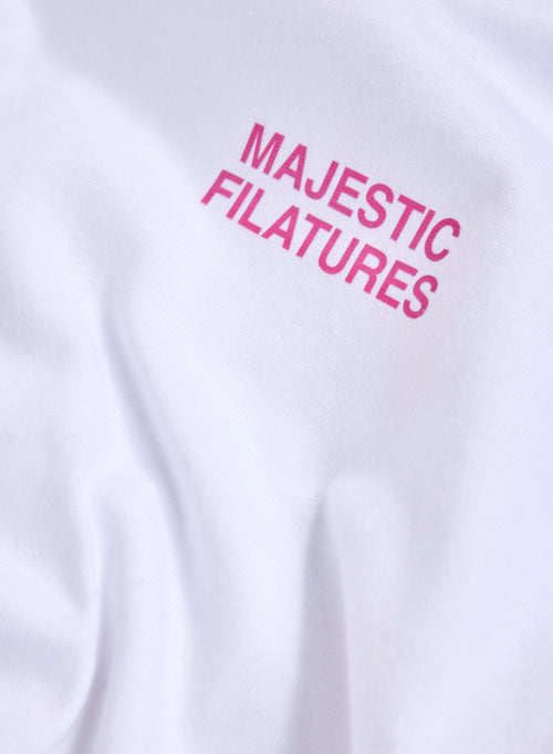 Weißes Oversize-T-Shirt mit Rundhalsausschnitt und kurzen Ärmeln Rosa Oktober aus organischer Baumwolle - MAJESTIC FILATURES