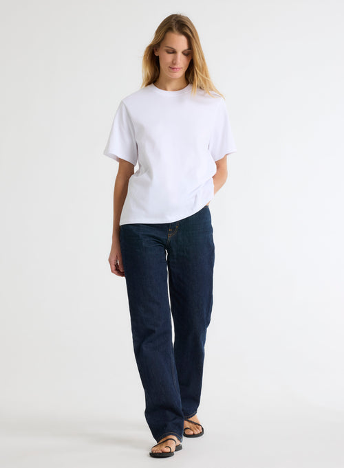 Weißes Oversize-T-Shirt mit Rundhalsausschnitt und kurzen Ärmeln aus organischer Baumwolle - MAJESTIC FILATURES