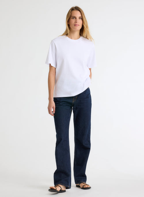 Weißes Oversize-T-Shirt mit Rundhalsausschnitt und kurzen Ärmeln aus organischer Baumwolle - MAJESTIC FILATURES