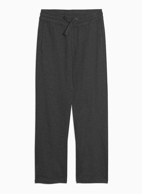 Pantalon Noir Chiné avec Taille Élastique Nouée en Coton Organique - MAJESTIC FILATURES