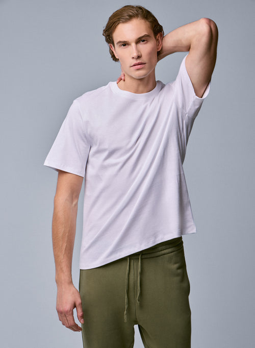 Camiseta Blanca Cuello Redondo Manga Corta en Algodón Orgánico - MAJESTIC FILATURES