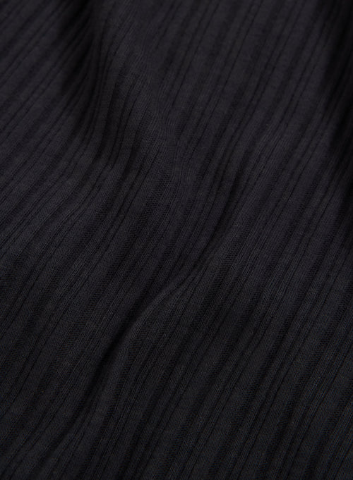 Cárdigan Negro Acanalado Cuello V Manga Larga en Algodón Orgánico - MAJESTIC FILATURES