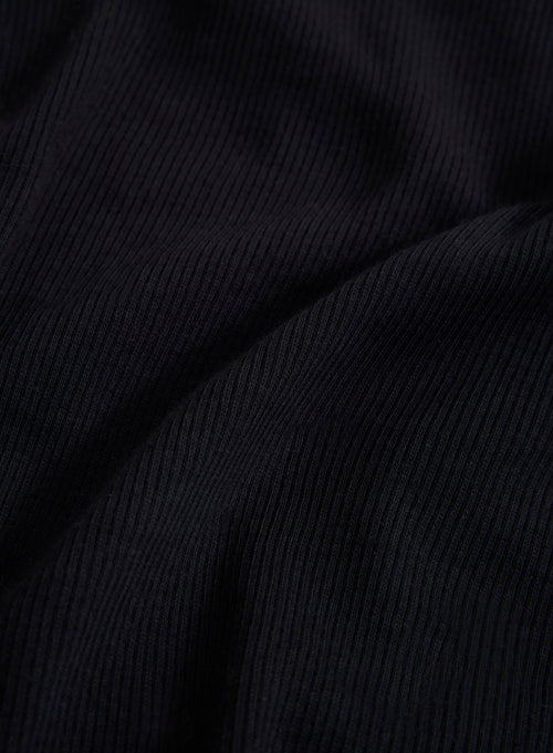 Body Negro Acanalado Cuello U Manga Larga en Algodón Orgánico - MAJESTIC FILATURES