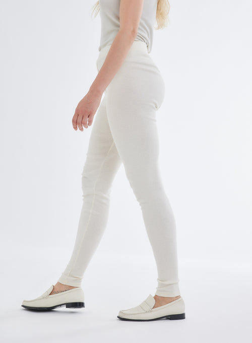 Leggings Crudos Acanalados con Botones en Algodón Orgánico - MAJESTIC FILATURES