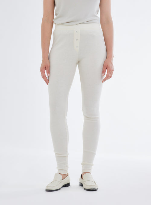 Leggings Crudos Acanalados con Botones en Algodón Orgánico - MAJESTIC FILATURES